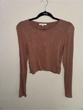Anistar, taupe long sleeve top, size medium